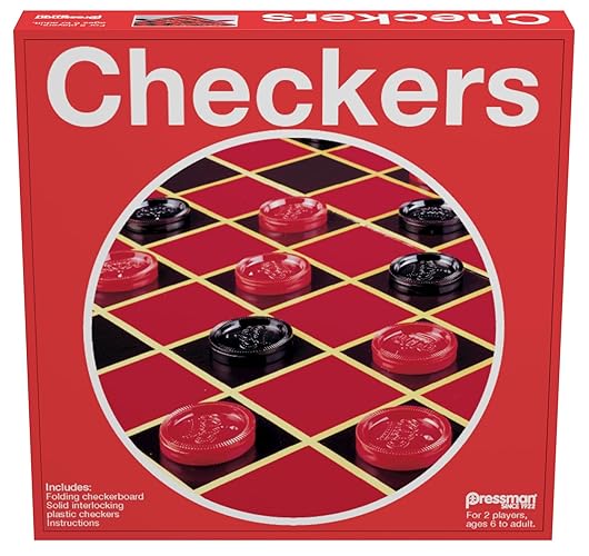 Pressman Checkers -- Classic Game With Folding Board and Interlocking Checkers ,5"