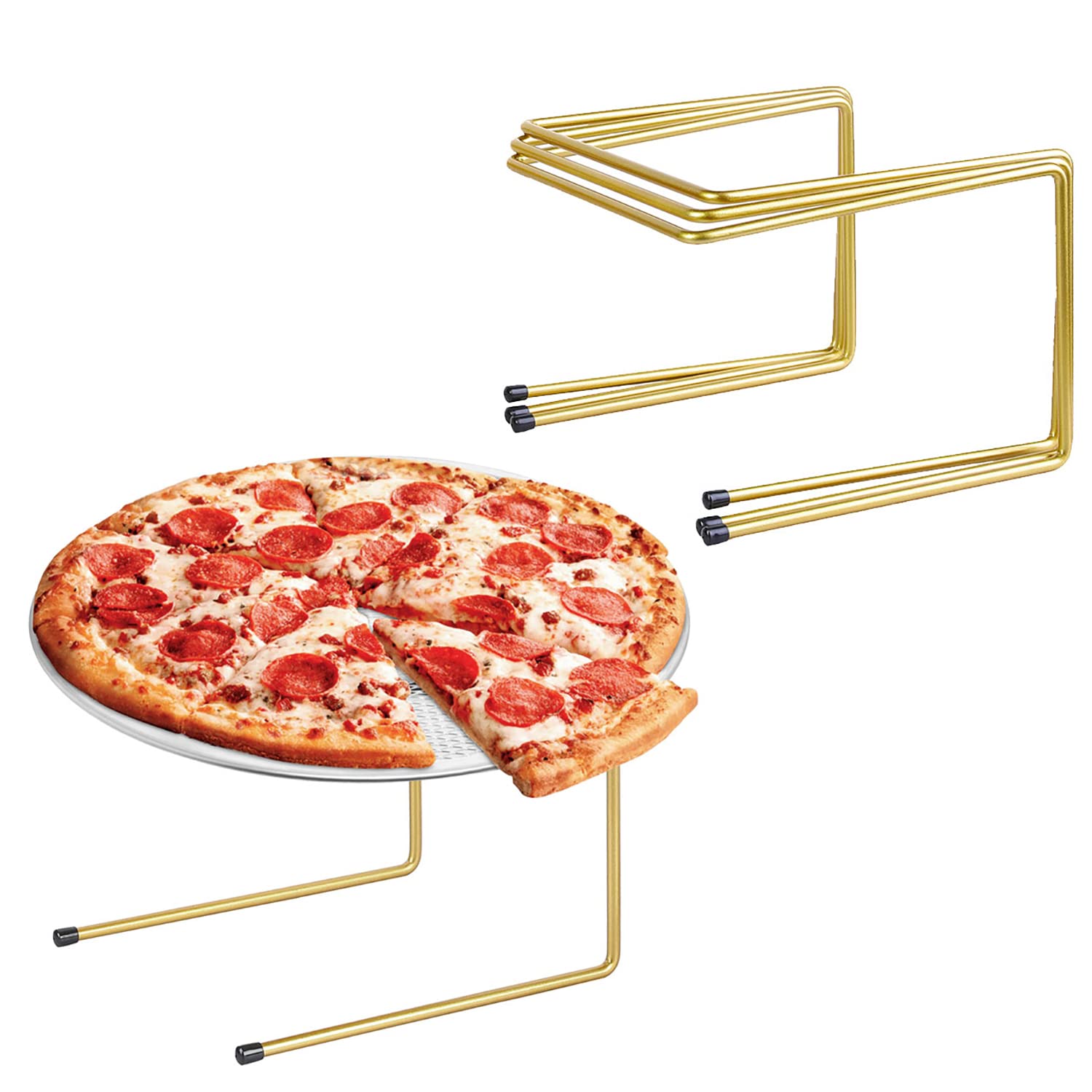 Snapklik.com : MyGift Brass Metal Pizza Table Stands