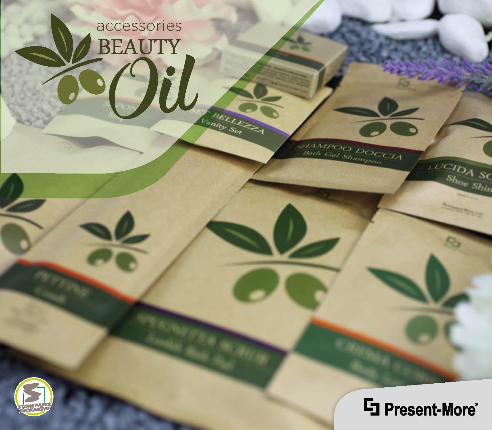 Present-More Beauty Oil Kamm - Reisekamm für Hotels, B&B und Hotels | Reisekamm einzeln verpackt und in Stone Paper Material verpackt