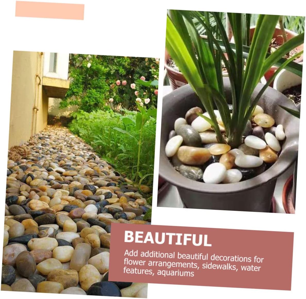 Mipcase Natural River Pebbles for Aquariums and Each Decorative Stones for Garden Fish Tanks and Landscaping
