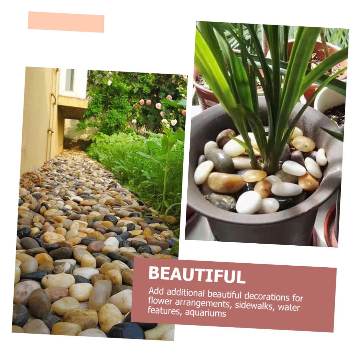 TOYANDONA Natural for Aquarium and Garden Decoration Smooth Pebbles for Plant Pot Filler and Landscaping Decor