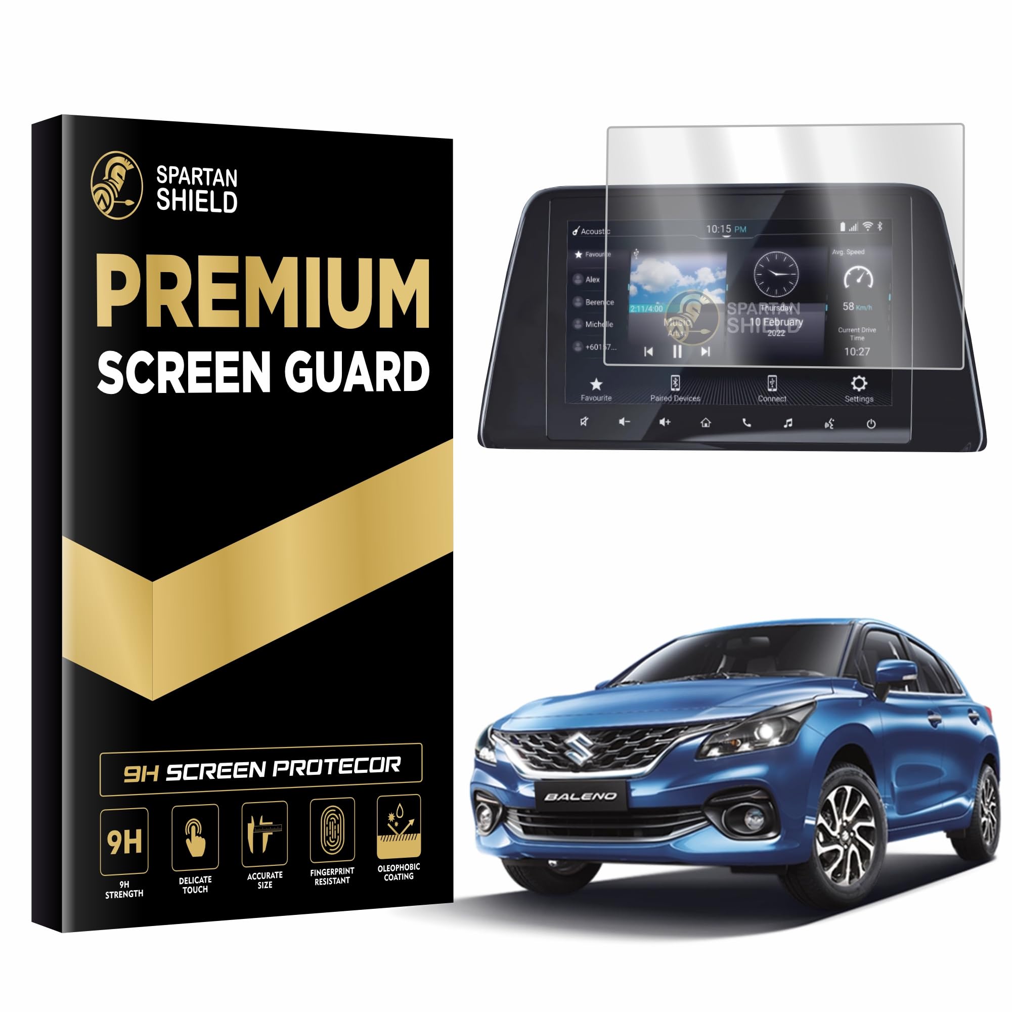 TouchScreen Protector For MARUTI SUZUKI BALENO 2022-RUNNING ALPHA 9 INCH | GPS Infotainment Display Touch Screen Guard | Car Music System Accessories [Not Tempered Glass]