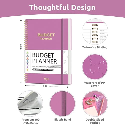 Miniatura 56 de Agenda de presupuesto, libro de presupuesto mensual con cuaderno de seguimiento de gastos, organizador de facturas sin fecha y planificador