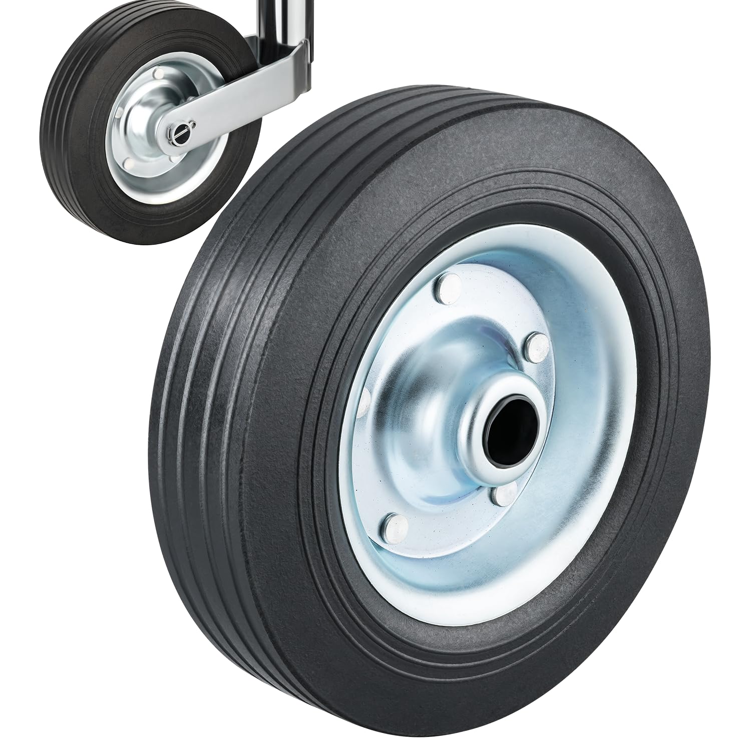 RheinParts Ersatzrad für Stützrad 200x50mm Vollgummireifen auf Stahlfelge für PKW-Anhänger & Wohnwagen Stützlast 150 kg Robustes Stützrad-Ersatzteil