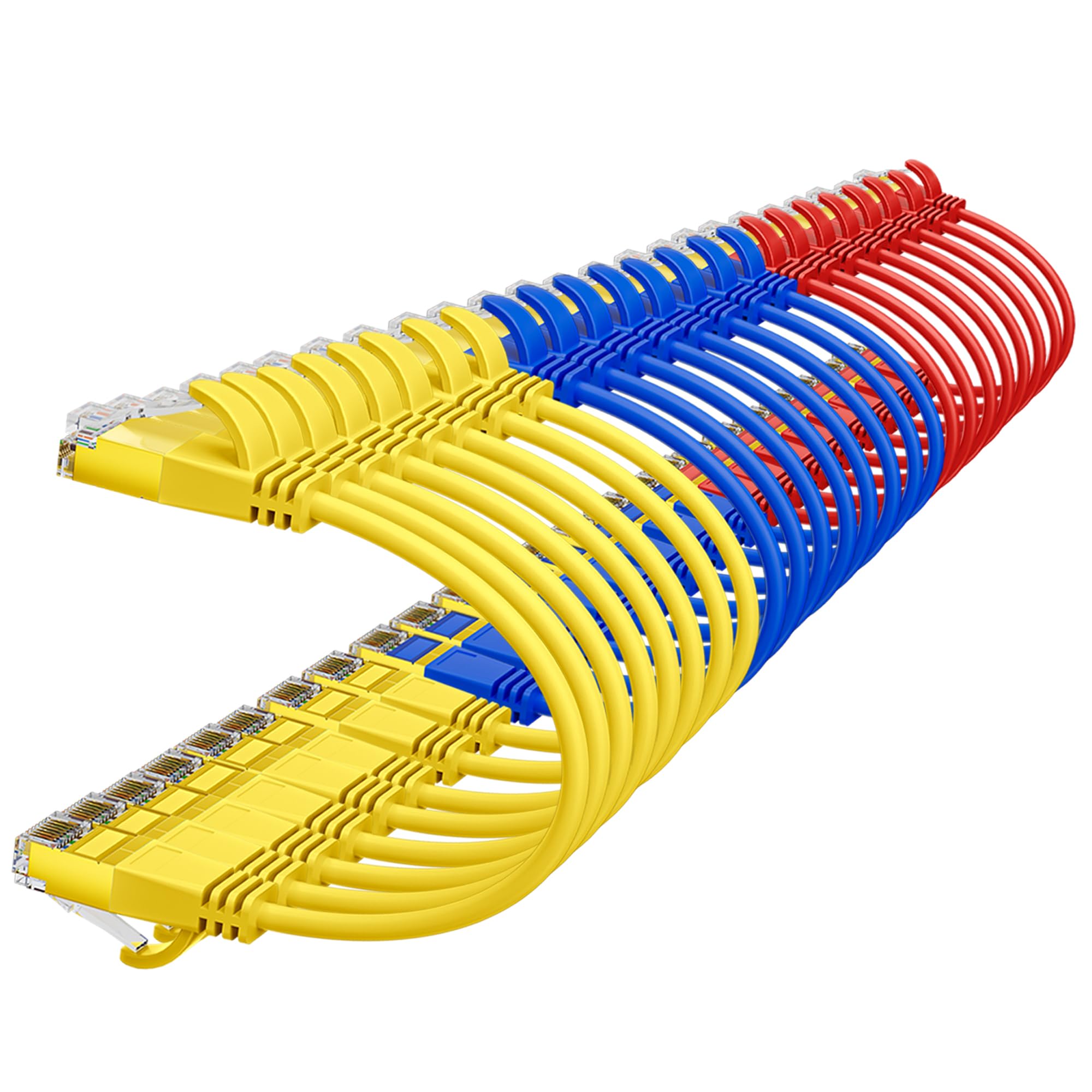 25cm Cavo Ethernet Cat 7, Ultra Sottile/Slim OD:3,8mm (Multicolore, 24 Pezzo), 10Gbps Cavo Rete Corto, Cavi Patch in Rame RJ45, Cavi LAN da 0,25m per Server, Modem, Router, Switch ecc.