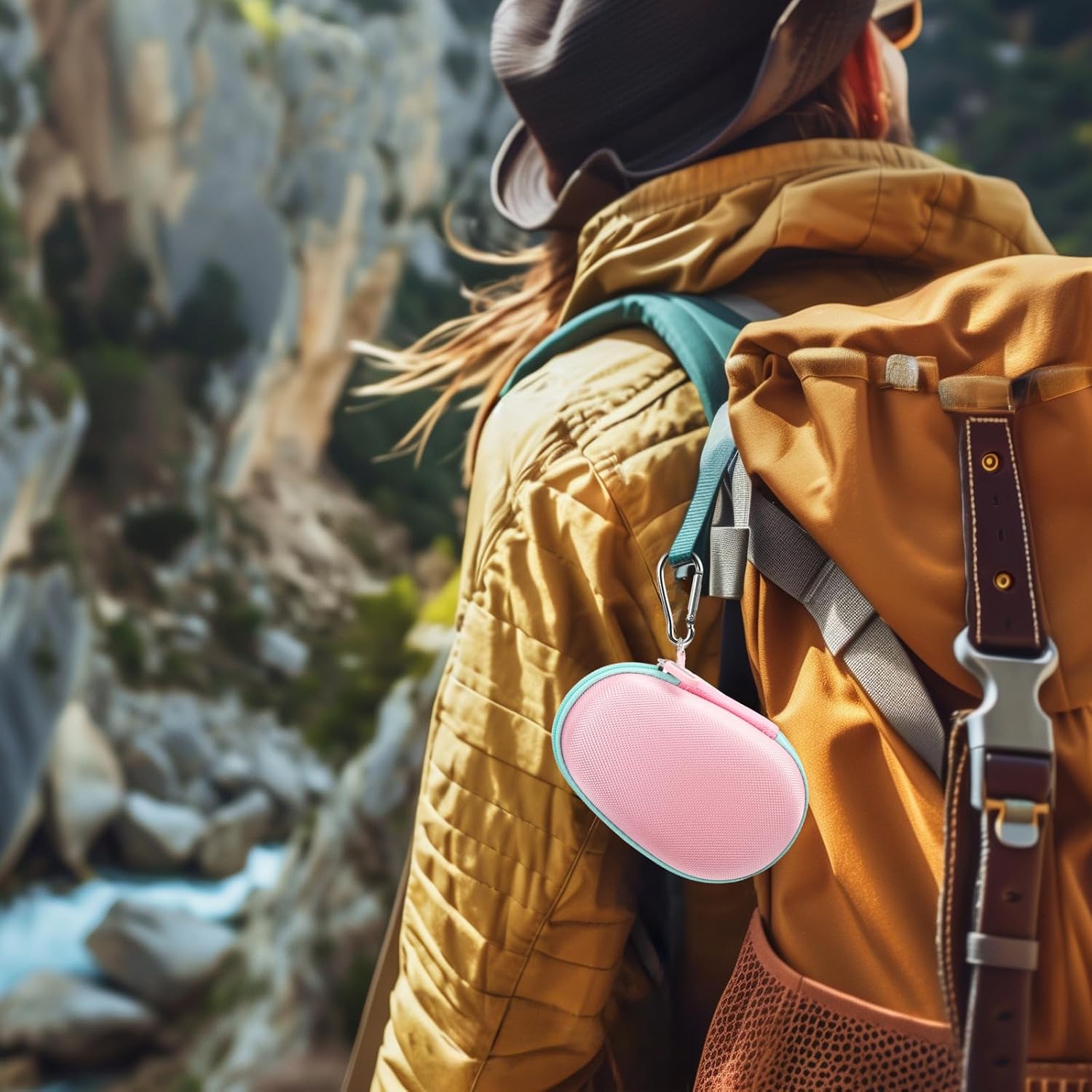 Protective Case Cover Bag for JBL Clip 5/4 Bluetooth Speaker, Portable Speakers Carrying Storage Organizer with Carabiner for Charger & Cable (Pink) - Image 6