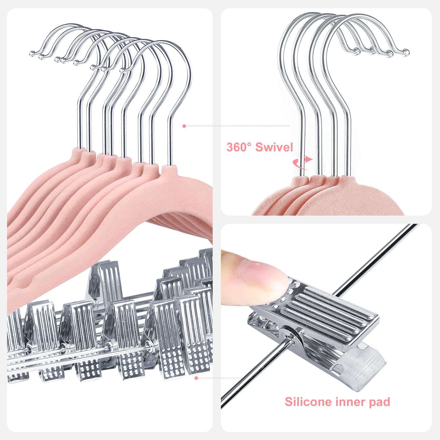 28 Grucce Di Velluto Per Bambini Con Clip - Antiscivolo 30cm Per Armadio, Bianco - Foto 12