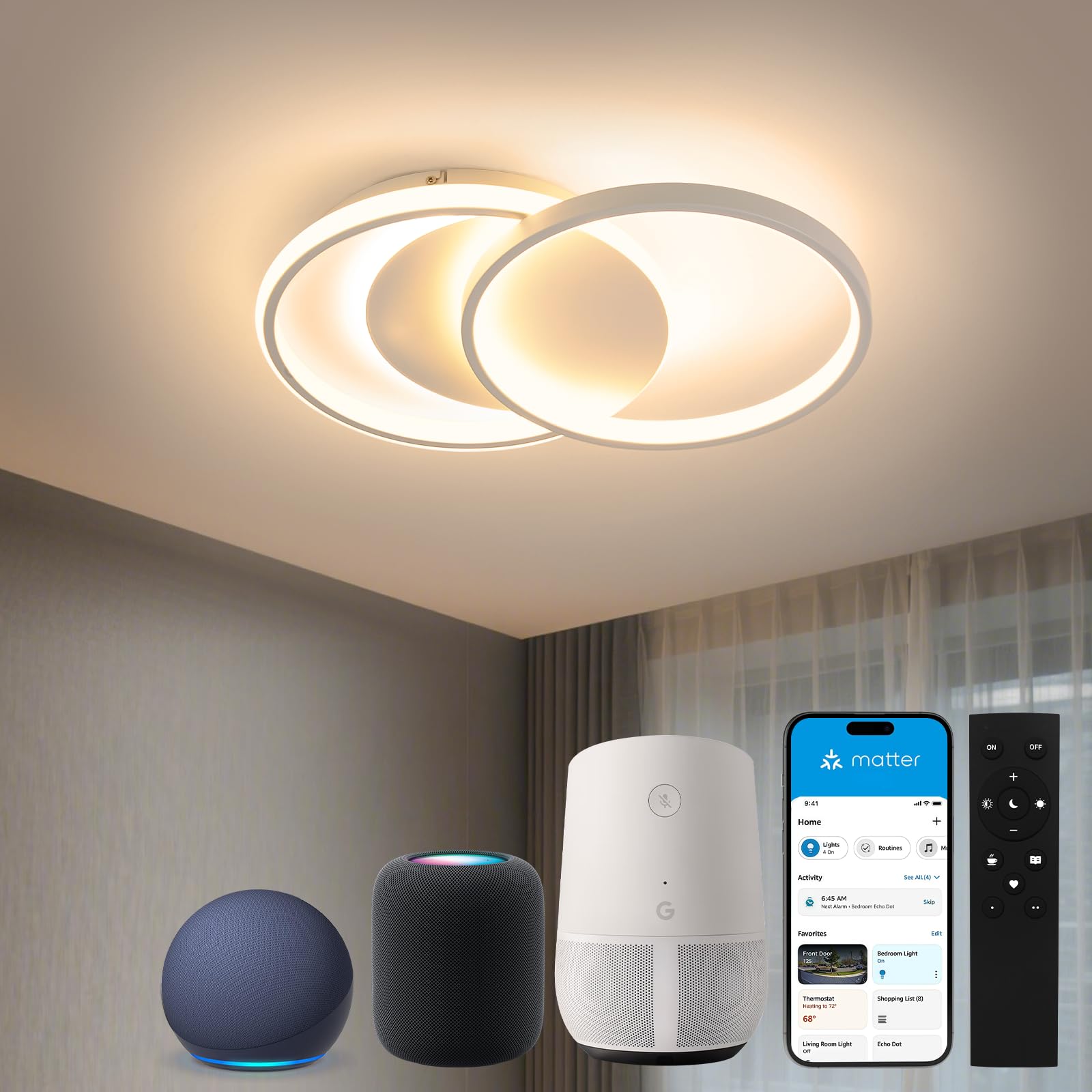 Govee Plafoniera LED Soffitto RGBIC, Smart Lampadario LED 38cm, 48,5W