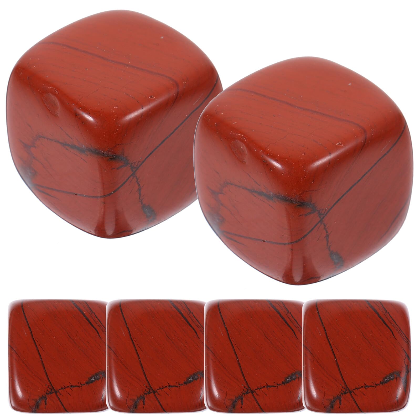 6 Pcs Whiskey Stones Reusable Crystal Ice Cubes 0.7-0.8 Inch Red Jasper Chill Stones for Whiskey and Wine Drinks Set for Women
