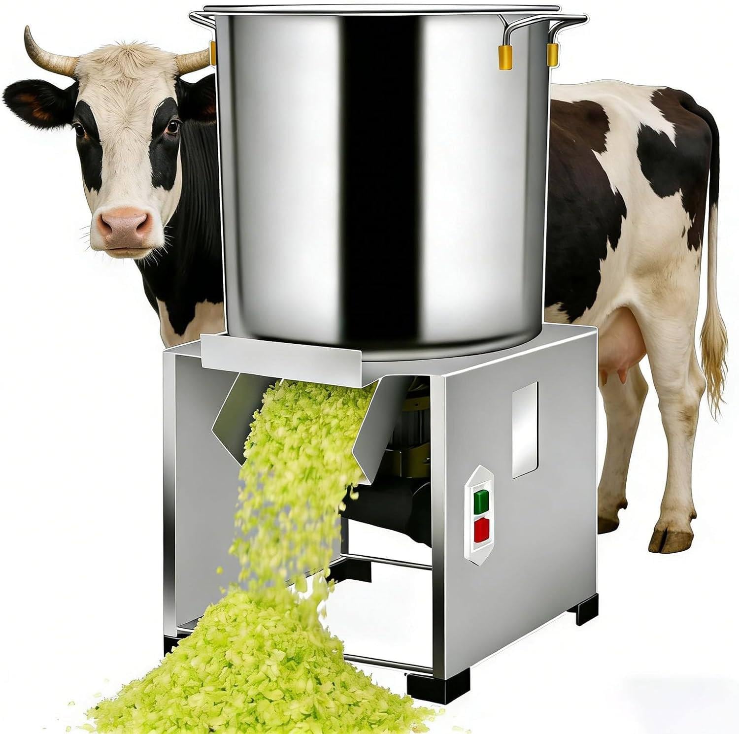 RoyceBee Commercial Food Processor,1800w Electric Commercial Vegetable Chopper,Large-Diameter Feed Inlet,120Kg/H 3500 RPM,Thickened Stainless Steel,for Animal Feed for Vegetables Grains Peanut
