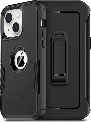 RonShieh Defender - Funda para iPhone 14 con clip para cinturón de funda 2 protectores de pantalla + protector de lente de cámara Funda protectora