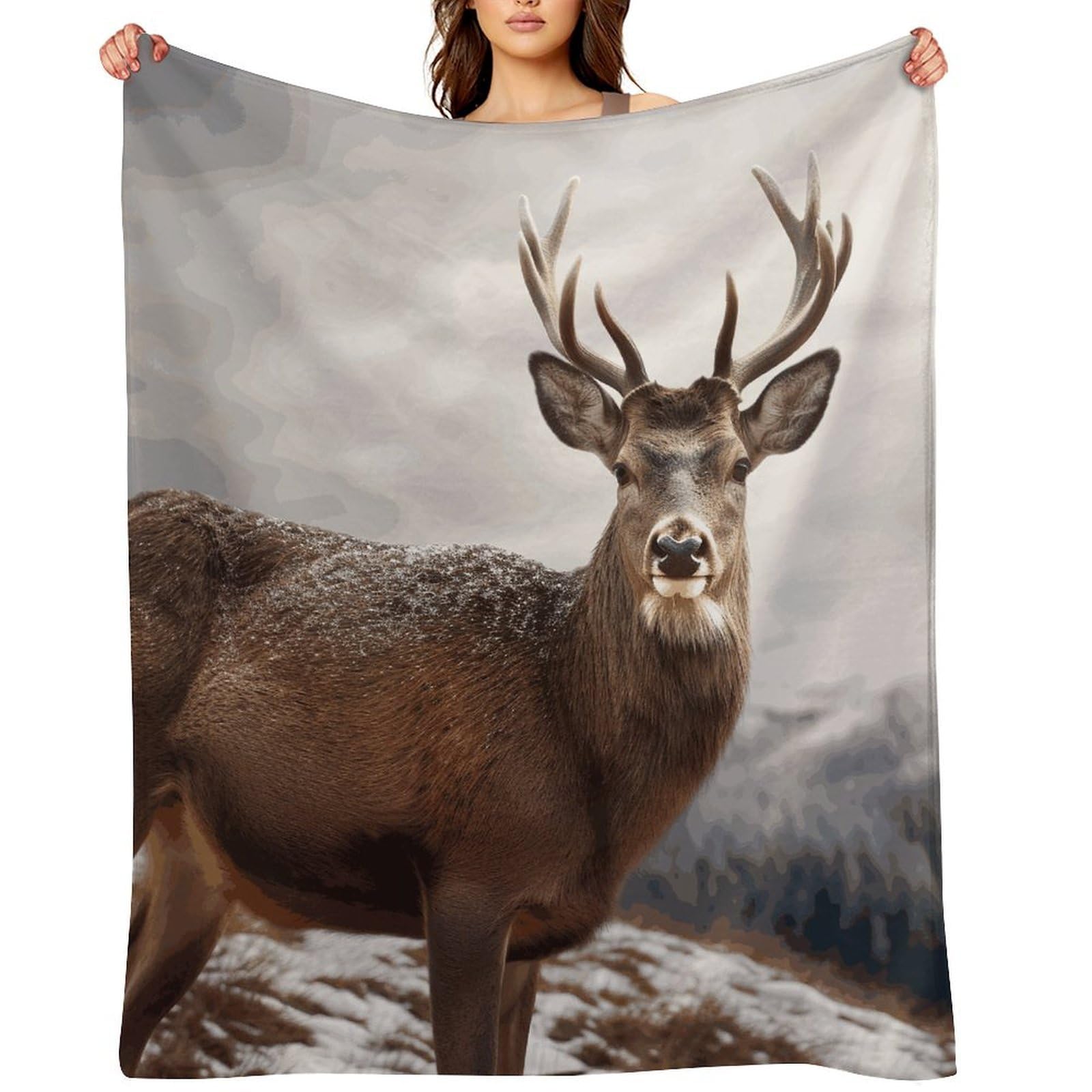 Wild Animals Deer Blankets Flannel Soft Blanket for Couch Warm Cozy Throw Blankets Fashion Bed Blanket Thick Bath Towel Bedspread Tapestry for Home Supplies Gift 50"x60"