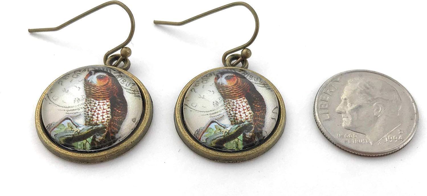 Owl Earrings for Women - Vintage Inspired Nature Jewelry - Handmade