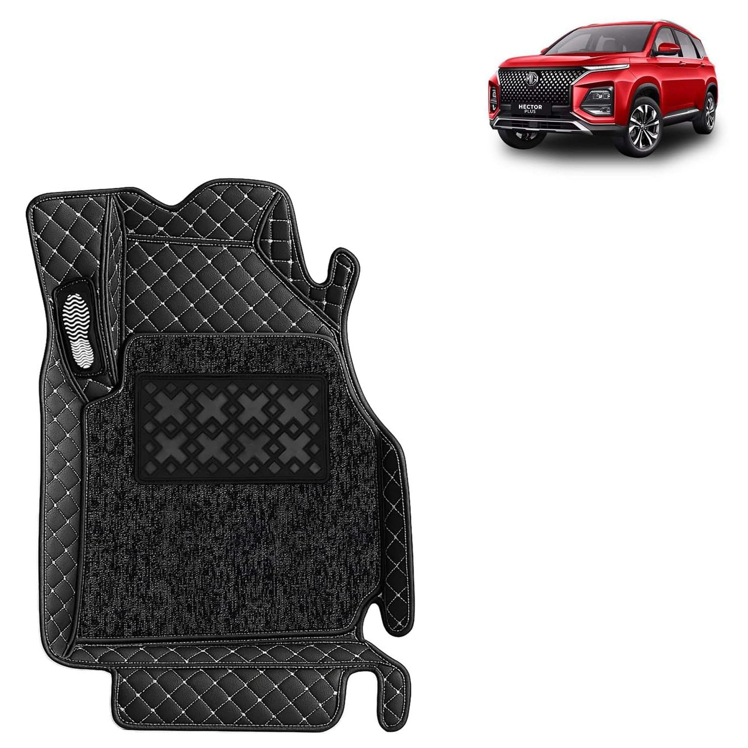 KINGSWAY Accessories Premium 7D Car Floor Mats Only Compatible with Morris Garages (MG) Hector Plus (6 Str) Year 2026 Onwards, Set of 4 Pcs, 100% Waterproof & Washable 7D Car Foot Mats, Classic Black