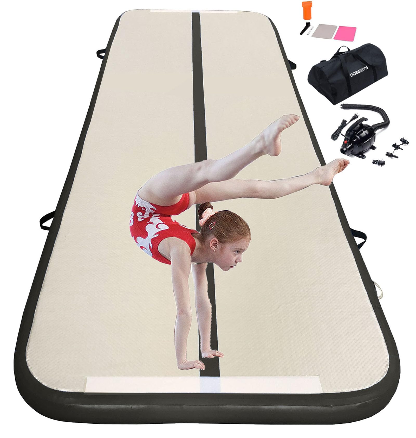 Inflatable Gymnastics Mat Tumbling Mat 6.6 ft 10 ft 13ft 16ft 20ft 4in/8in Thick Tumble Track Air Mat for Gymnastics For Home Kids Tumble Training Gymnastics/Yoga/Water/Dance
