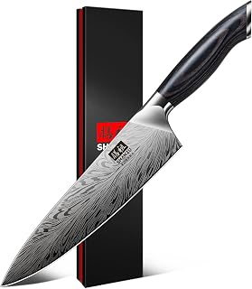 SHAN ZU 8 Inch Japanese Chef Knife - Ultra Sharp Powder Steel 63HRC, Ergonomic Pakkawood Handle for Pro Chefs