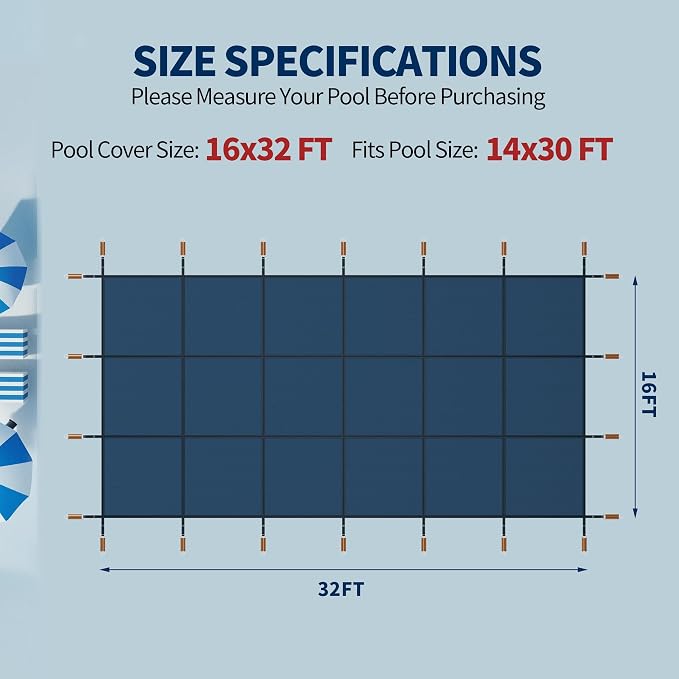 Cobertor de piscina rectangular azul 14x30 pies miniatura 2