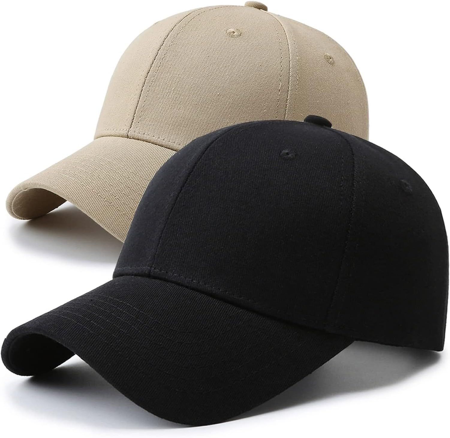 AIEIJJH Structured Front Panels Baseball Cap Golf Hat Dad Trucker Cap for Men Women, Black+khaki