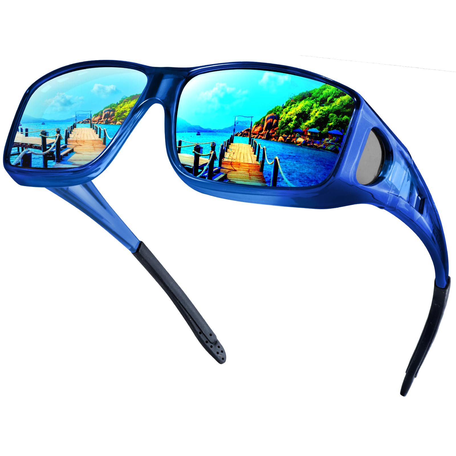 IGnaef Fit Over Glasses Sunglasses for Men Women Polarized Wrap Around Sunglasses to Wear Over Glasses with UV Protection