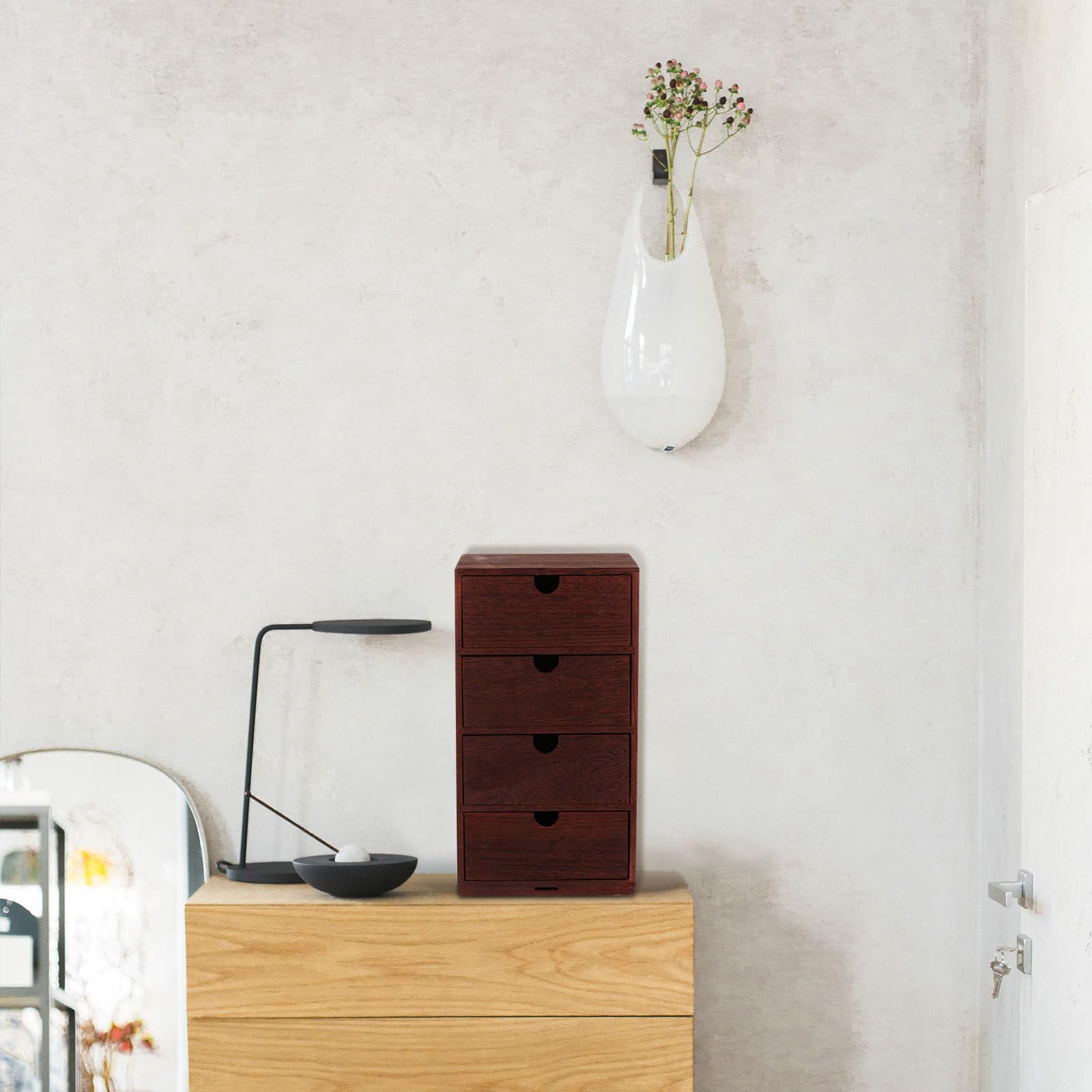 Caja de Almacenamiento de Cuatro Capas Vintage de Madera para Escritorio