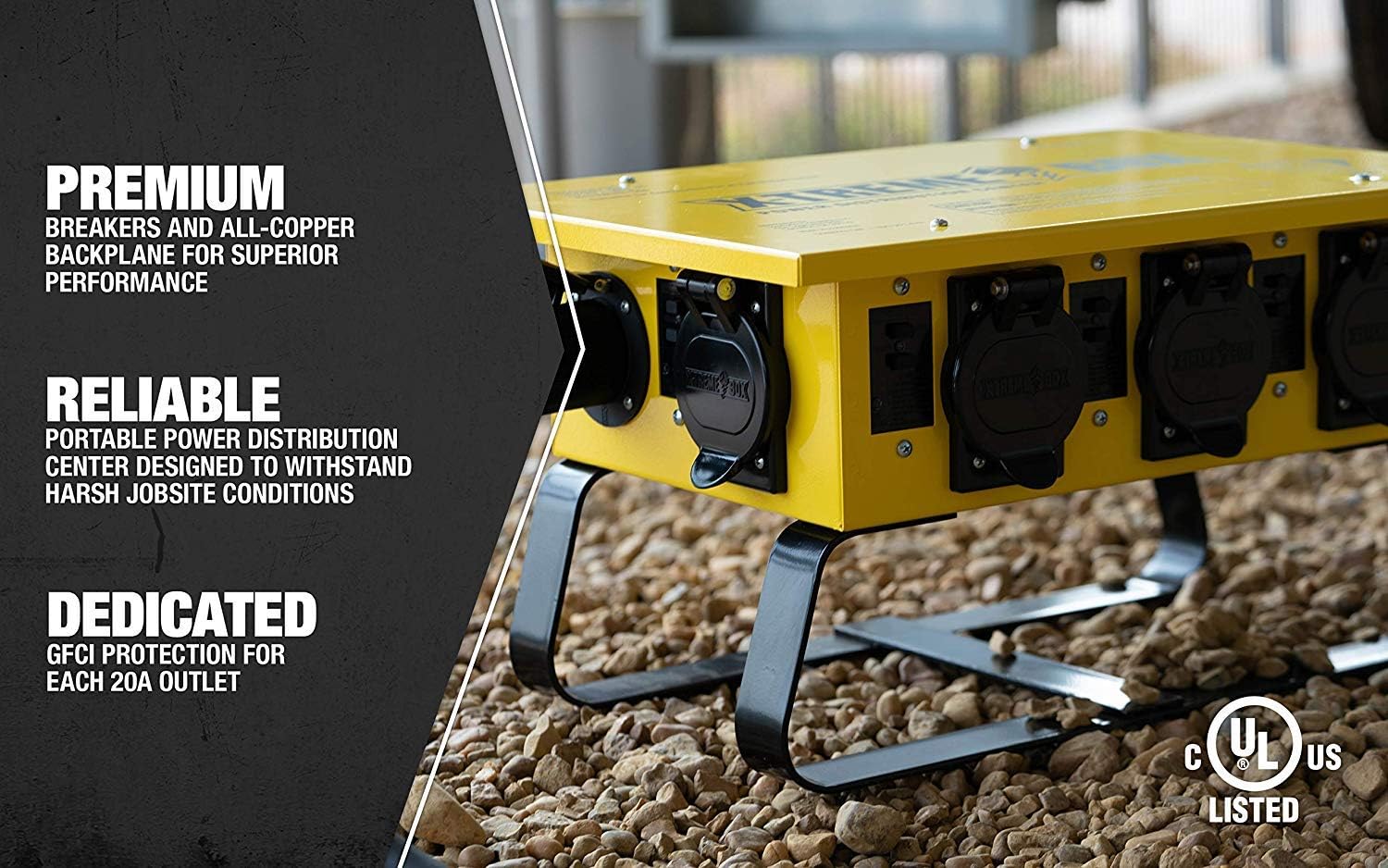 Southwire Temporary Power X-Treme Box - 50A 125/250V Portable Power Distribution with 6 5-20 U-Ground/Straight Blade Receptacles - Rugged Steel Construction - Image 5