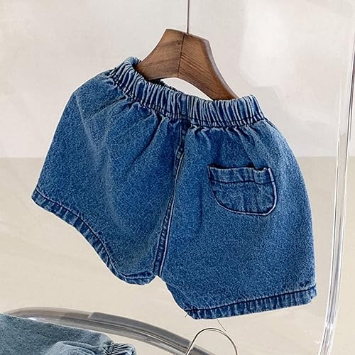 Miniatura 4 de EISHOW Pantalones cortos de mezclilla para bebés y niñas, 2 piezas, pantalones cortos para niños, pantalones cortos sueltos para pañales, pantalones