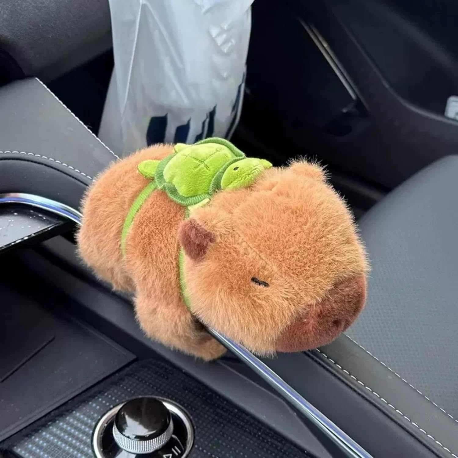 Cute Capybara Car Shift Knob Accessories Funny Capybara Plush with Turtle Gear Shifter Decor Car Decorations Gifts for