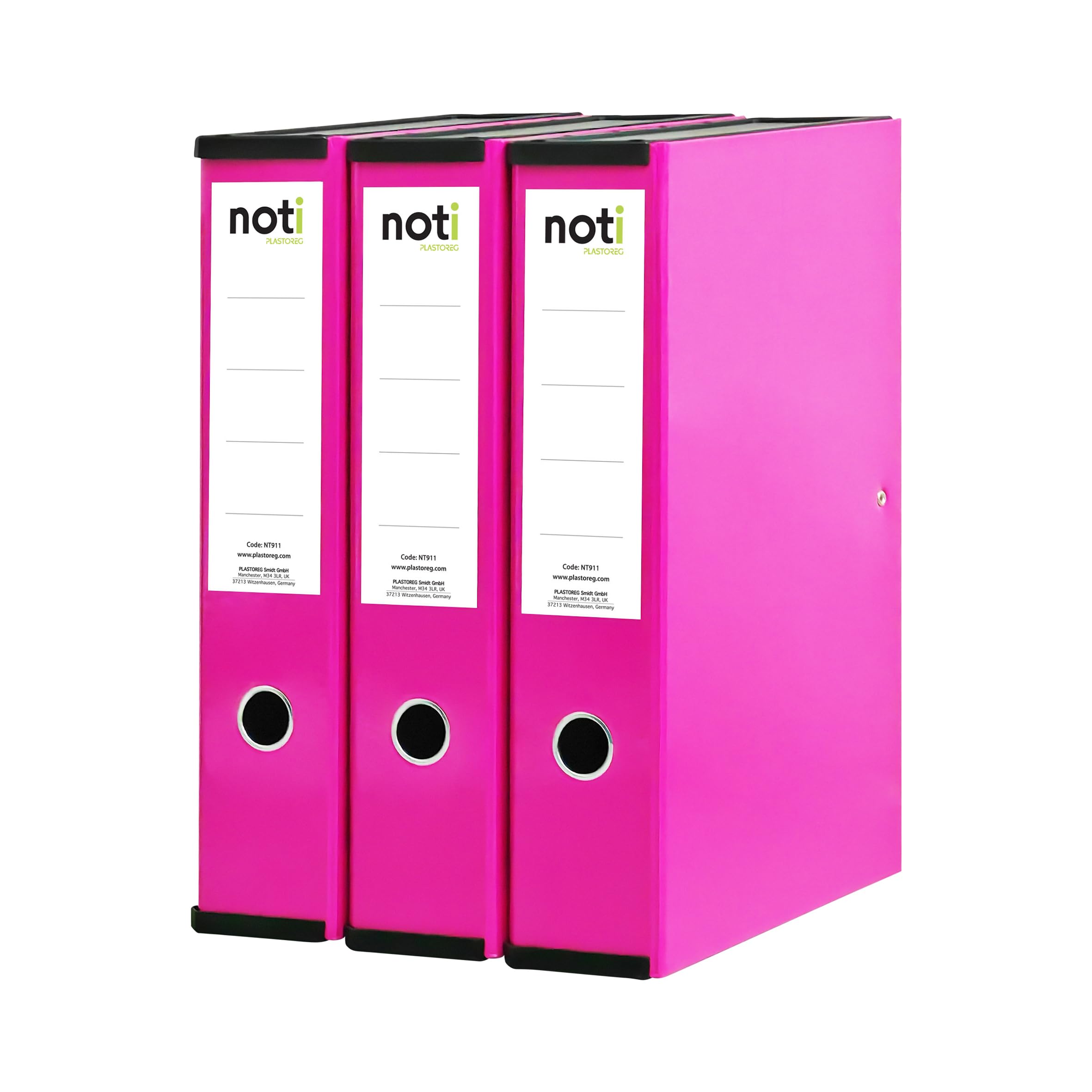 Box File Laminated Foolscap, Lockspring, Ring Pull & Catch, 75mm Spine, Pink (Box of 3)