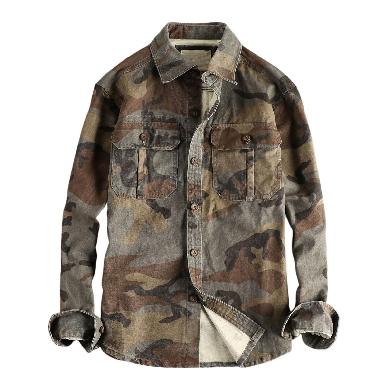 Camisa de trabajo de manga larga de camuflaje para hombre, estilo americano, para uso diario