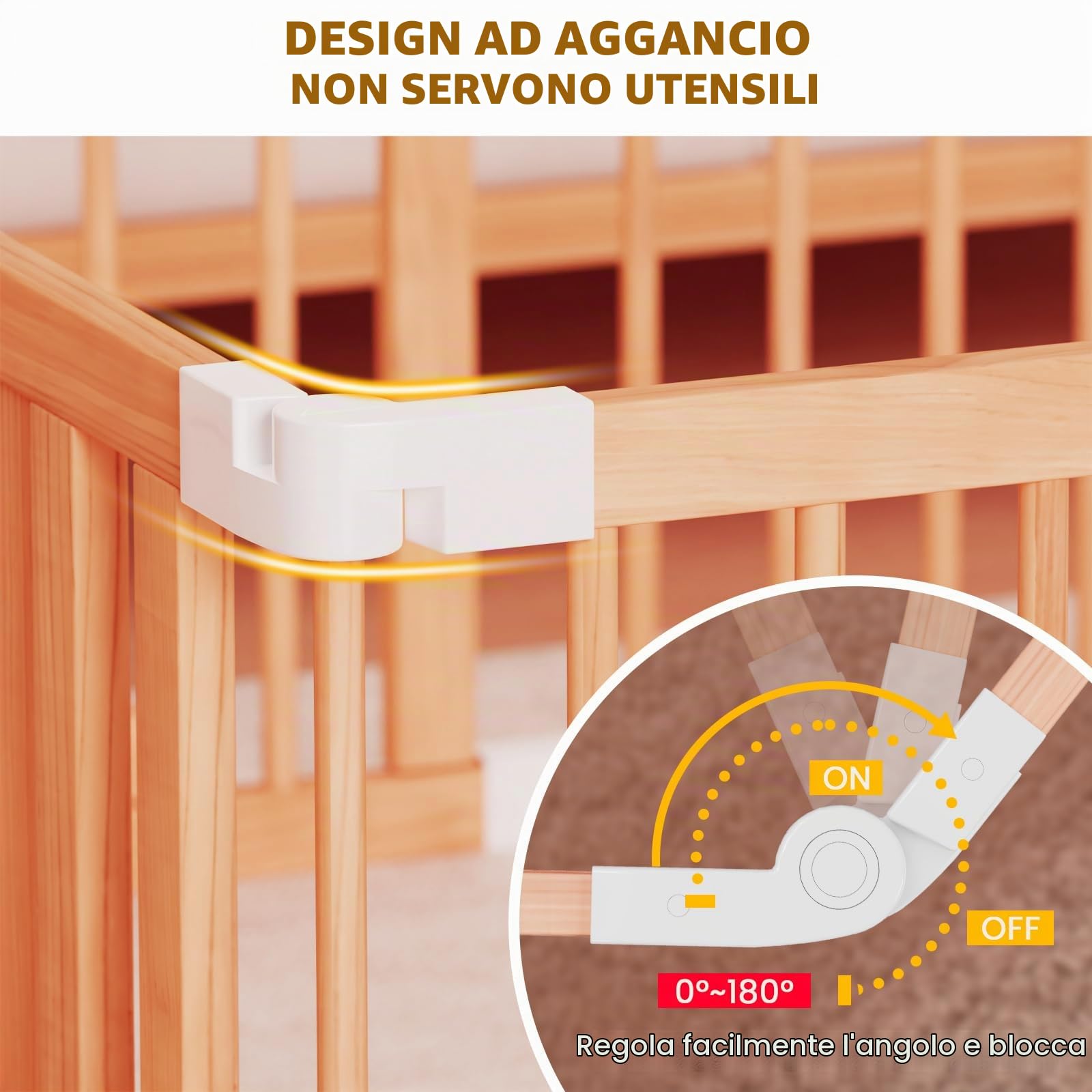 Box per bambini in legno, pieghevole, espandibile, regolabile, box per bambini piccoli, portatile, facile da montare, recinto in legno, area giochi in legno, box per bambini 177,8 x 177,8 x 61 cm