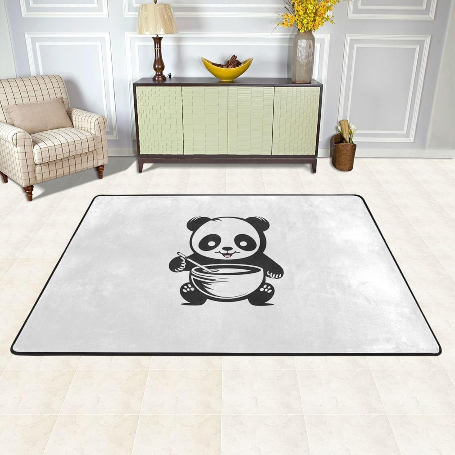 Cute Panda Baby Printed Anti-Slip Floor mat Carpet Rug 72"x48" for Living Room Office Coffee Table Bed Balcony