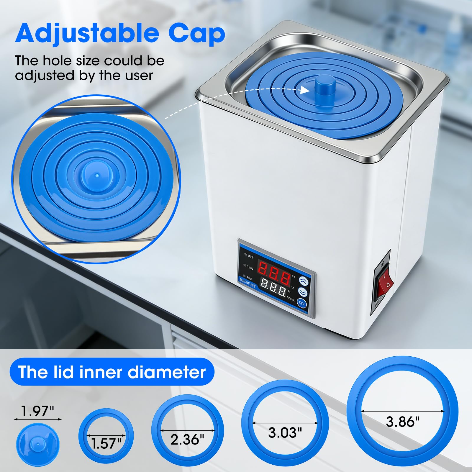 300W Bain Marie de Laboratoire 3,5L Acier Inoxydable, Bain d'Eau de Laboratoire Numérique Scientifique avec Contrôle Précise de Température 0-100°C Minuterie, Bain Marie Thermostatique, Affichage LED