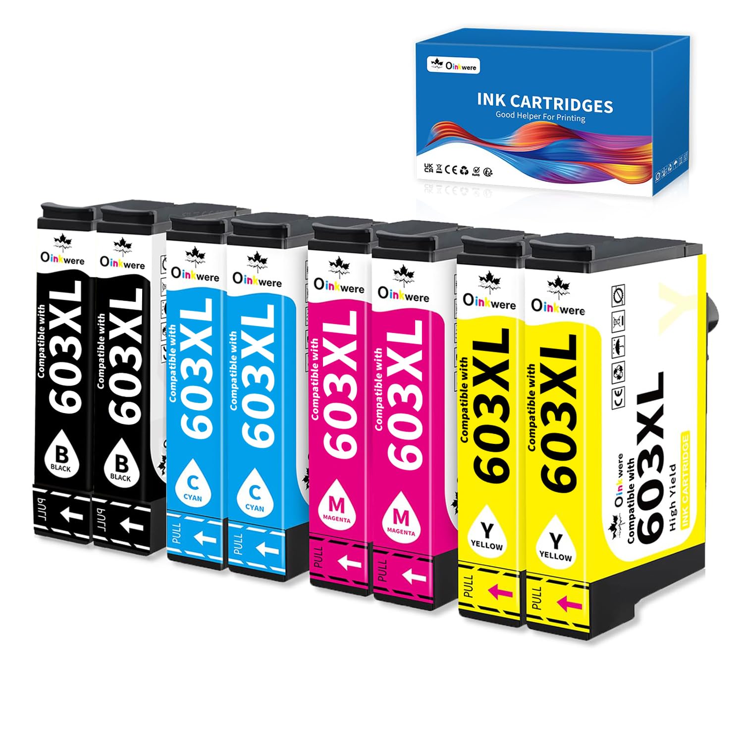 OINKWERE 603XL Ink Cartridges 8-Packs Compatible for Epson 603XL Ink Cartridges Multipack for Expression XP-2100 XP-2105 XP-2150 XP-3100 XP-3150 XP-4100 WorkForce WF-2810 WF-2820 WF-2830 WF-2835