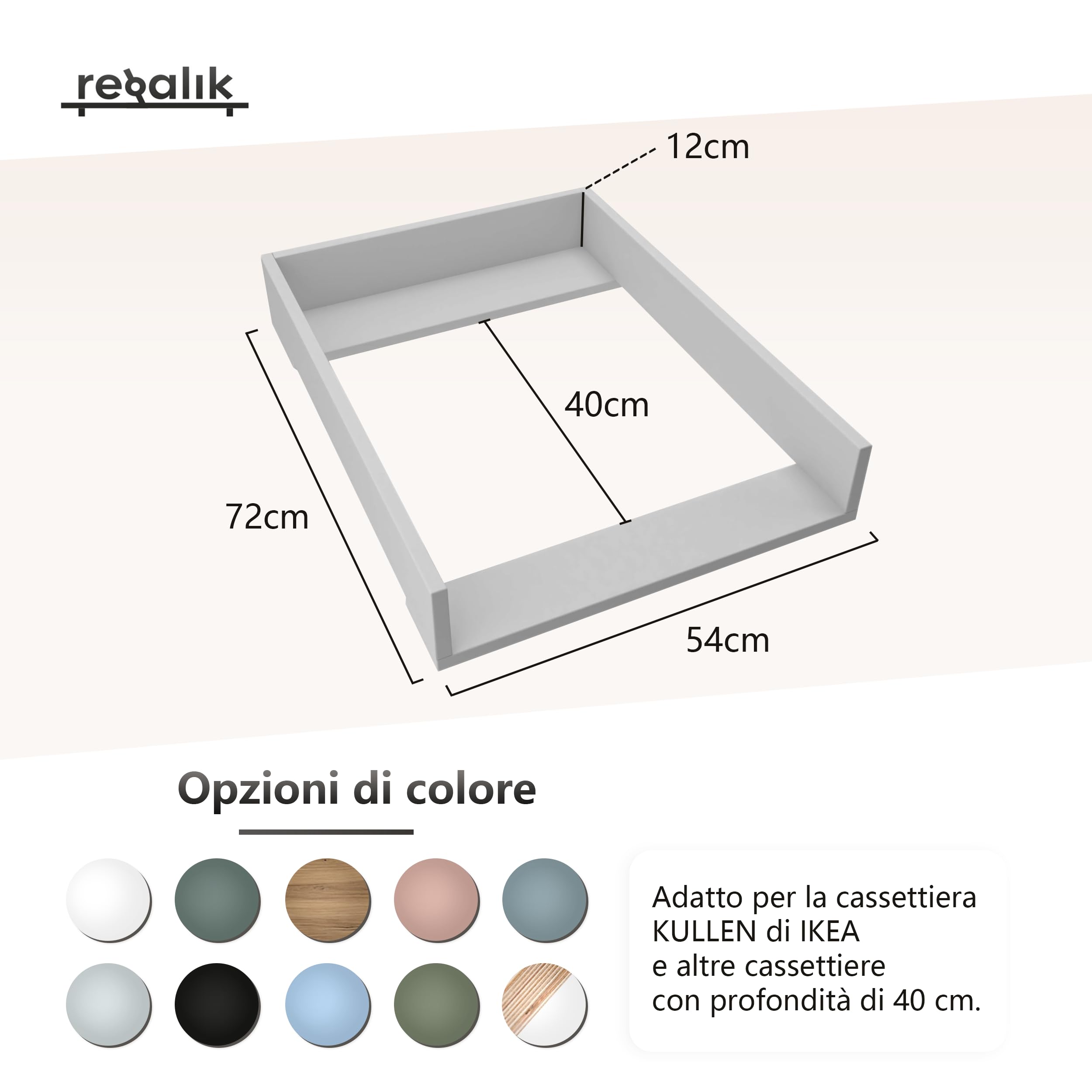 Materassino Fasciatoio per Kullen IKEA, 72x54 cm, Bianco