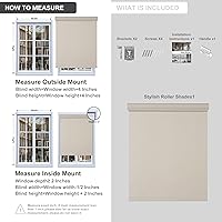 Vista 6 de Boolegon Persianas enrollables opacas para ventanas, inalámbricas, de tela con aislamiento térmico, protección UV, para el hogar, oficina