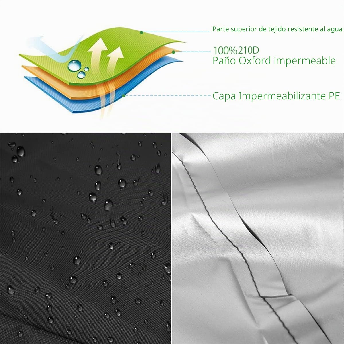 Cubierta para sillas de jardín apilables para 6 sillas de protección para sillas apilables, resistente al agua, resistente a los rayos UV, hecha de tela Oxford 210d adecuado para silla de jardín (2)