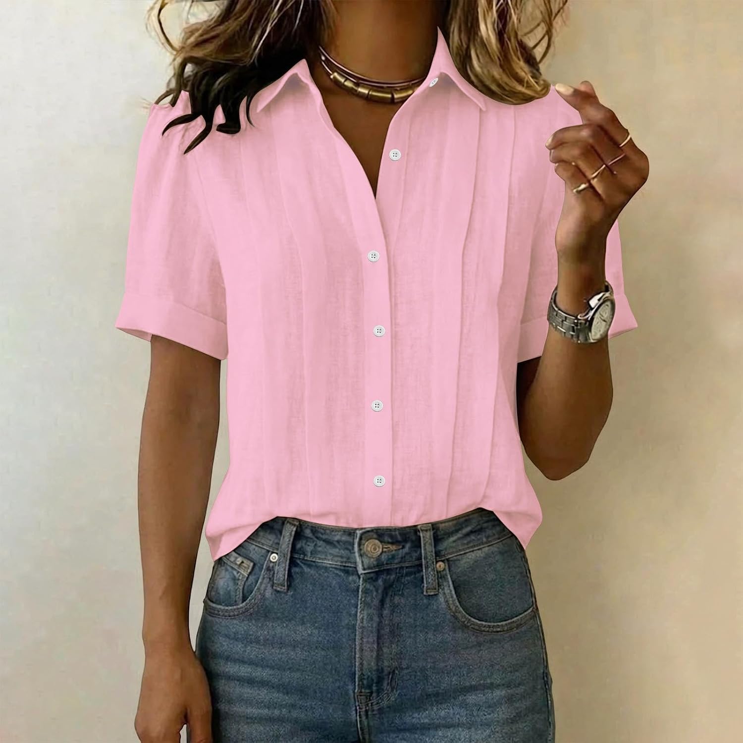 Womens Button Down Shirts Summer Tops Casual Linen | Womens Summer Tops Casual Linen Cotton Tunic Blouse Short Sleeve V Neck Button Down Shirts Beach Vacation Tees