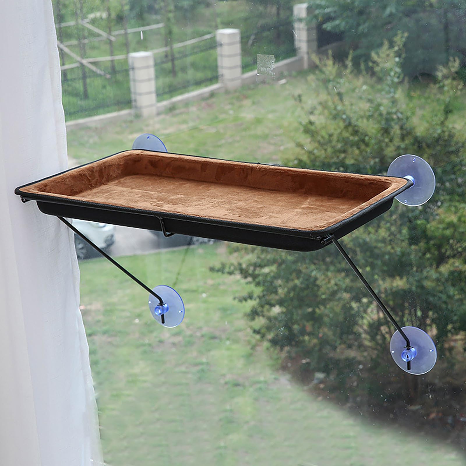 WooDerson Amaca per gatti fino a 15 kg, con ventose, per interni, montaggio a parete/finestra, 60 x 32 x 35 cm (caffè)