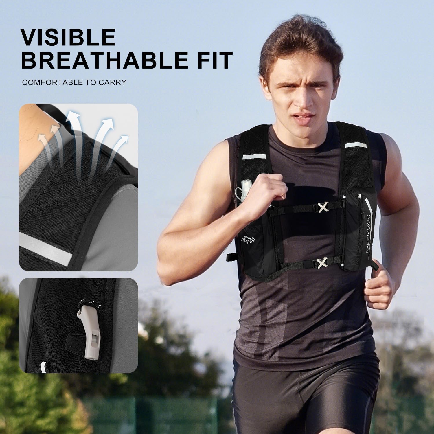 INOXTO Running Hydration Vest Backpack,Lightweight Insulated Pack with 1.5L Water Bladder Bag Daypack for Hiking Trail Running Cycling Race Marathon for Women Men
