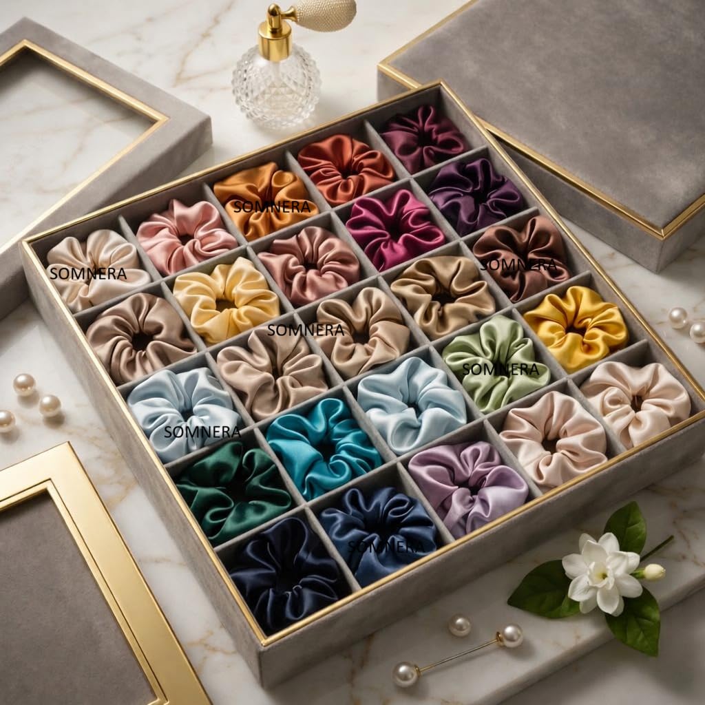 Somnera Satin Scrunchies for Women,Pack of 12 Deluxe Scrunchies Set, Silk Satin Scrunchies for Girls, Best Gift For Mom, S...