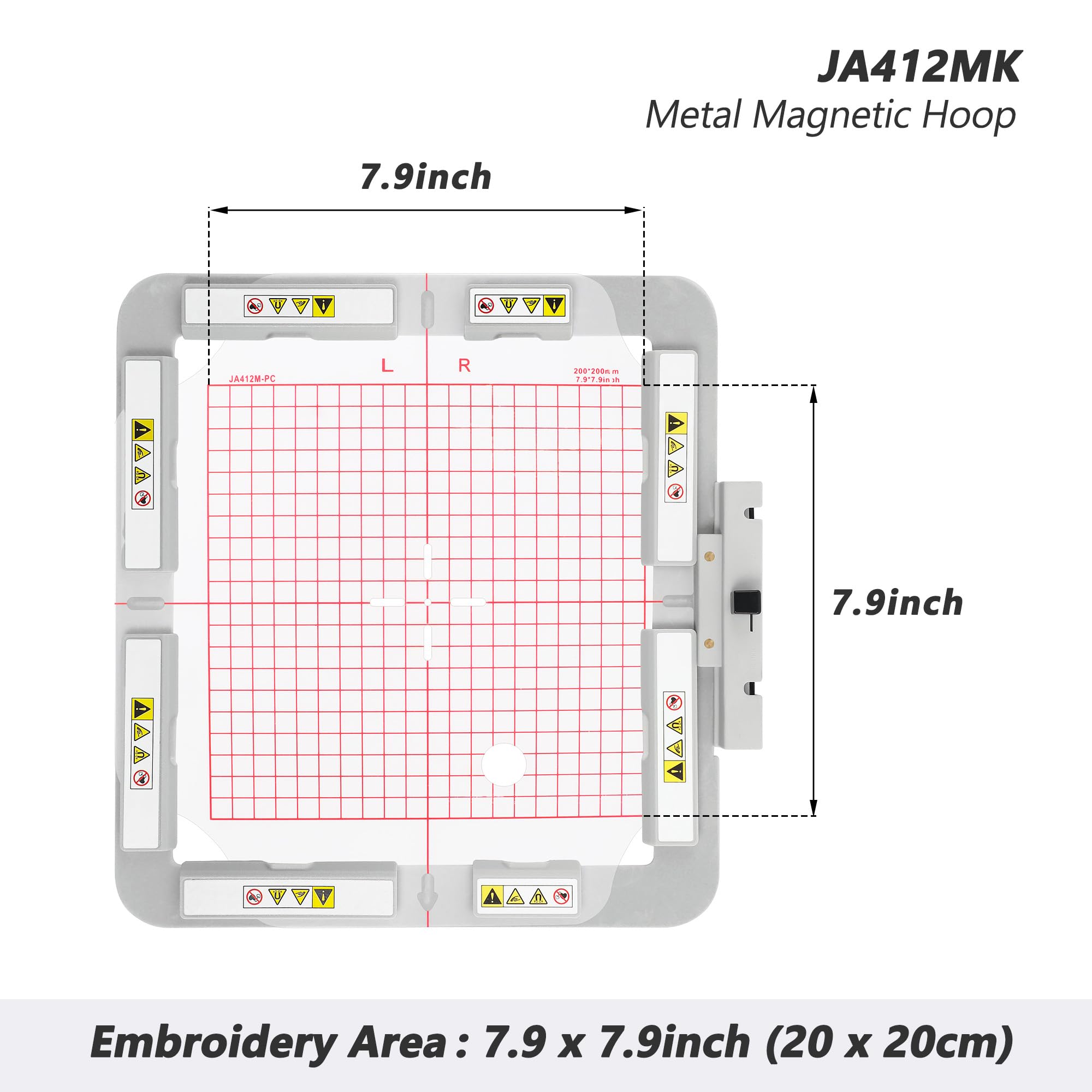 Sew Tech Magnetischer Stickrahmen für Janome Memory Craft MC 500E 550E 400E 450E Elna Expressive Machine (200 x 200 mm) – JA412MK)