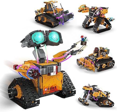Kit de construcción de robot, aplicación y control remoto, juguetes de robot para niños, 5 en 1, robot de bloques de construcción de control remoto