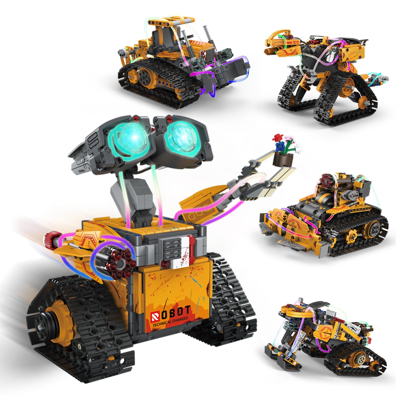 Robot Building Kit, App & Remote Control Robot Toys for Kids, 5 in 1 High-Tech Remote Control Building Block Robot, Creative Gift for Aged 6 7 8 9 10 11 12+ Kids Boys & Girls