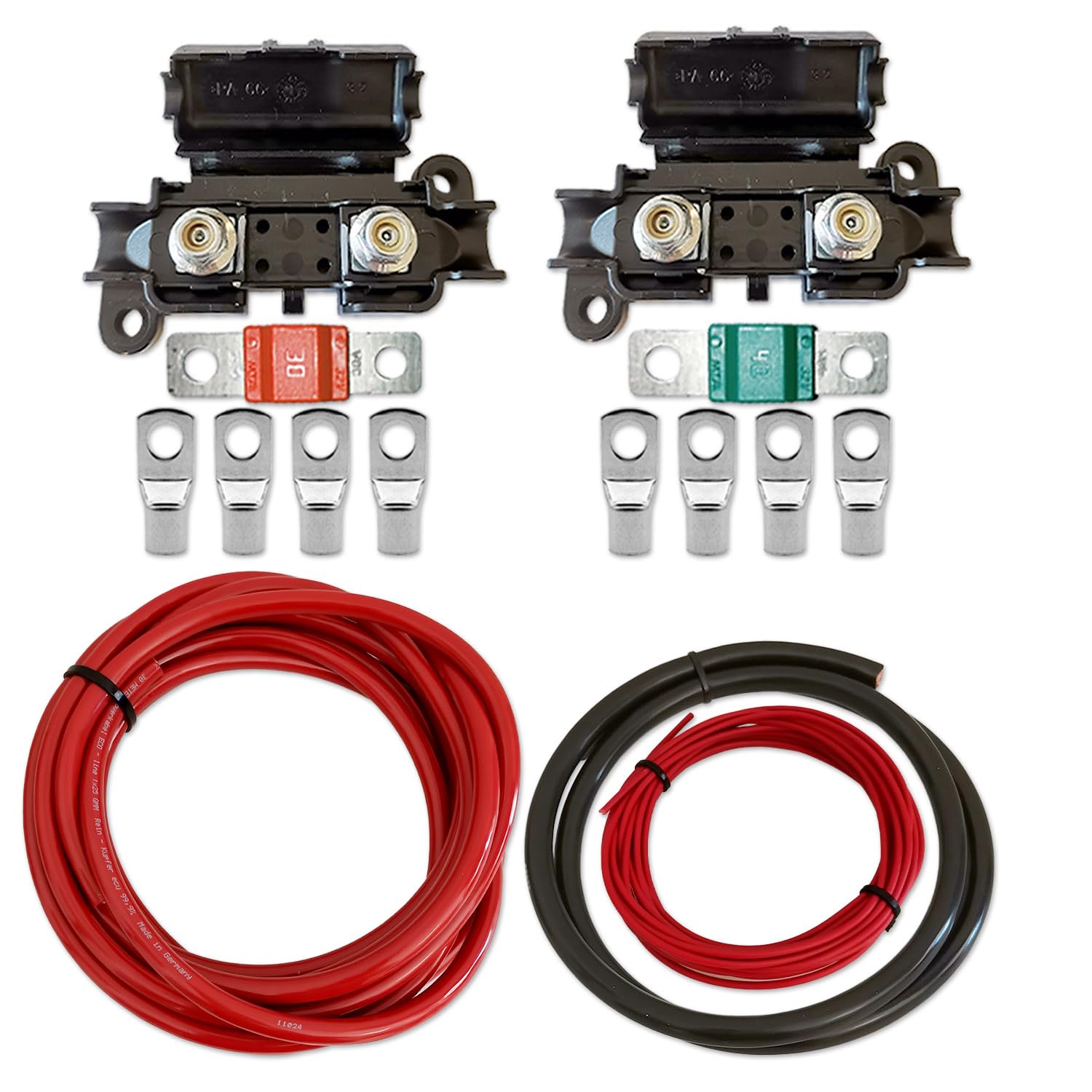 Zweitbatterieset | Votronic VCC 1212-30 Ladebooster | 12V 30A | 6m 10mm² Kabel | Batteriehalter VW T4 T5 T6 Universal