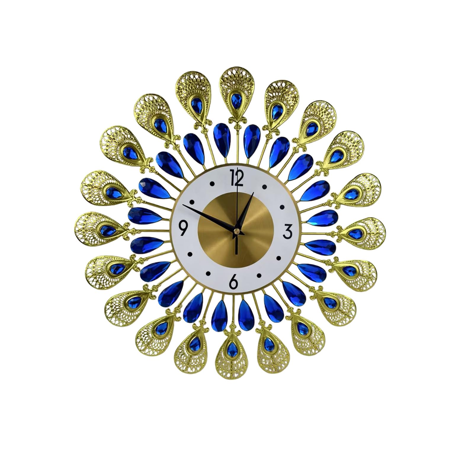 Crystal Leaves Wall Clock None-Ticking Silents Battery Operated Clocks Decorative Clocks for Living Room Decors Large Modern Clock for Living Room