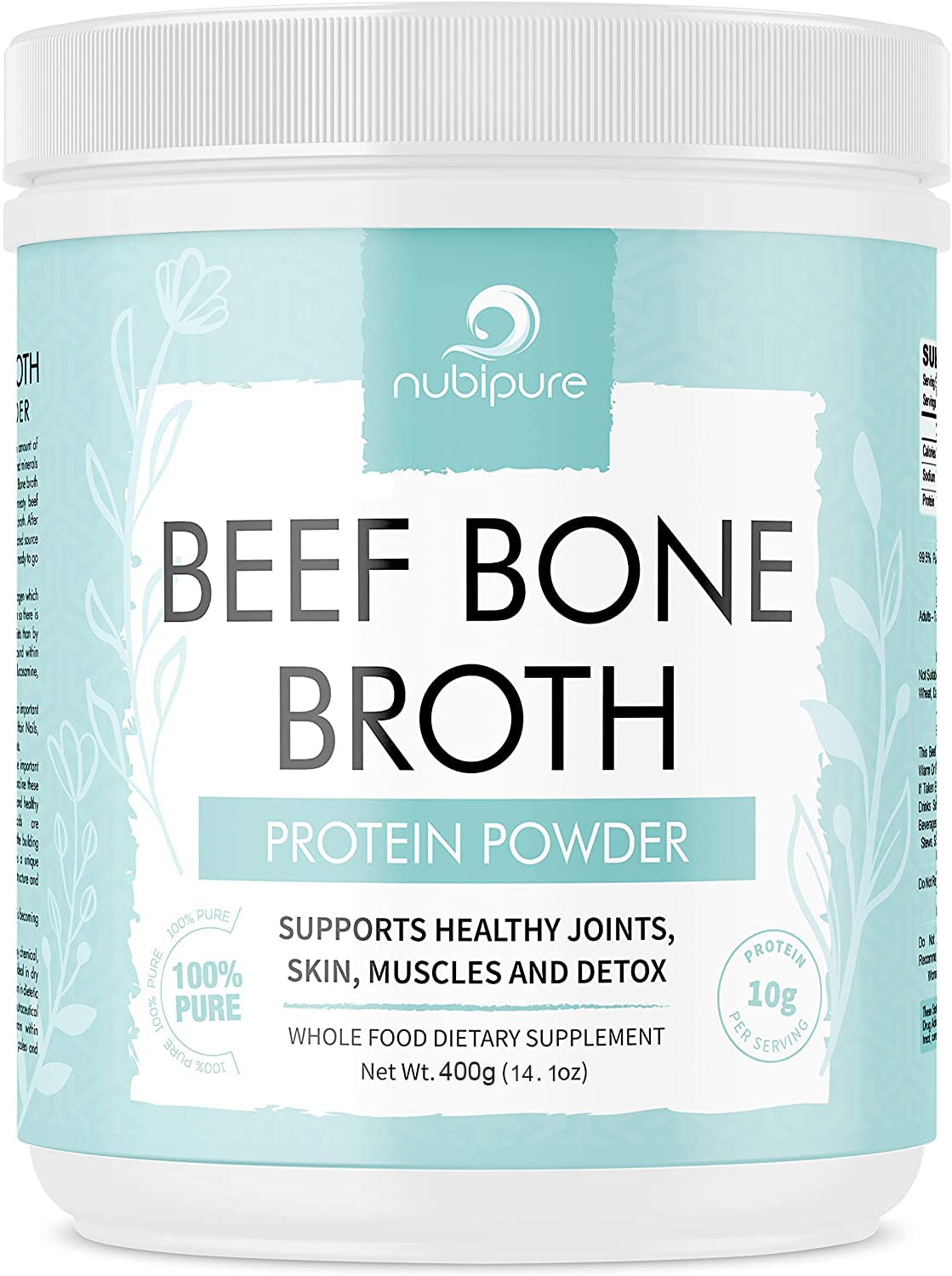 Beef Bone Broth Powder 400g | Grass Fed | No Hormones or Additives | Tasteless and Odorless | Halal with Spoon | Unflavoured