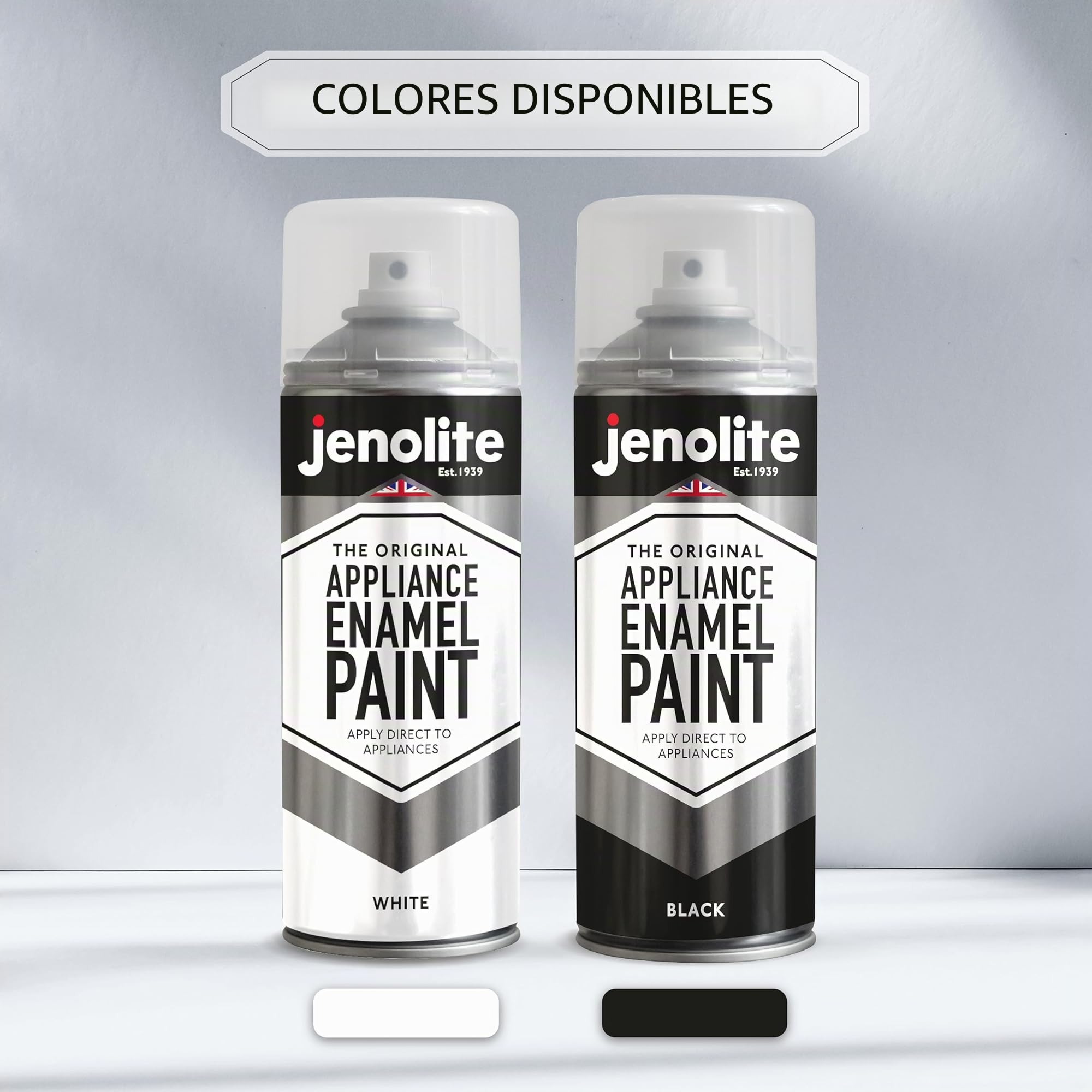 JENOLITE Pintura esmaltada para electrodomésticos | NEGRO | Actualizar y restaurar electrodomésticos | Ideal para frigoríficos, congeladores y lavadoras | 3 x 400ml