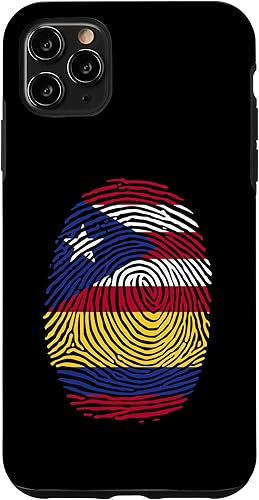 Funda para iPhone 11 Pro Max Boricua y Colombia con huellas dactilares puertorriqueñas