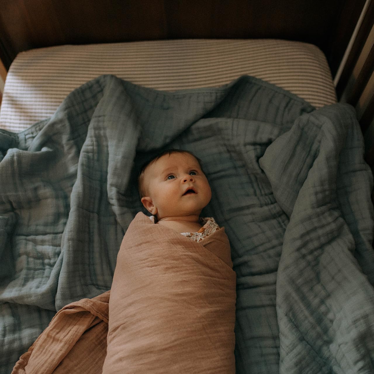 Parker - Manta de muselina para bebé, 100% algodón suave, manta para bebé y niños, unisex, género neutro, duna