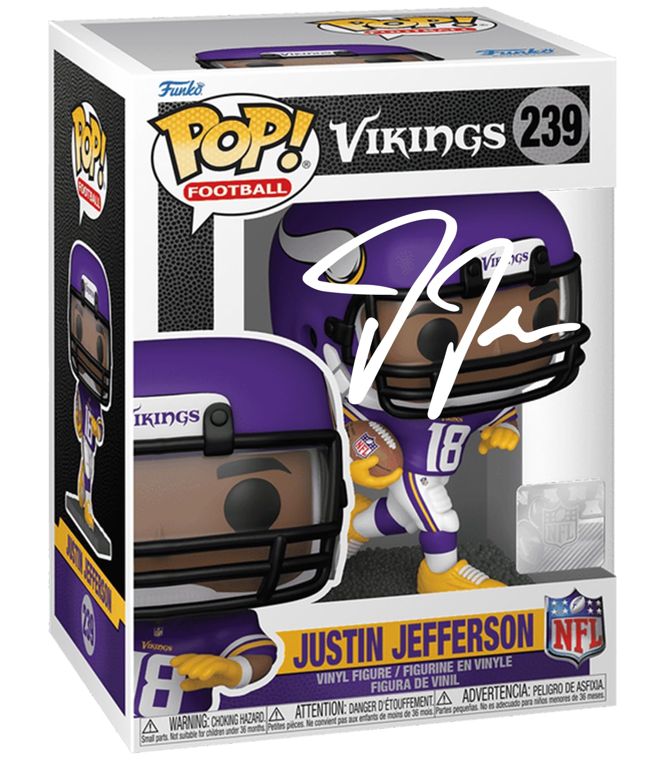 Justin Jefferson #239 Facsimile Signed Reprint Laser Autographed Funko POP! Football NFL: Minnesota Vikings Figurine with Protector Case